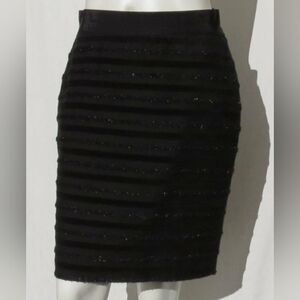 Ann Taylor Black Textured Sparkly Pencil Skirt